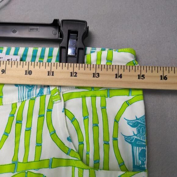 Gretchen Scott 2pc Outfit Women's M Green Button Top Asian Bird Ankle Pant 29x27 - Picture 5 of 10